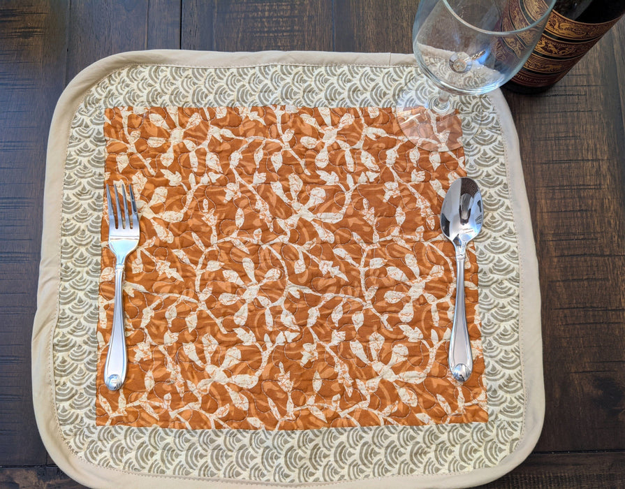 DaDa Bedding Set of 6-Pieces Hand-Made Placemats Cotton Bohemian Gallery of Roses Patchwork Floral Table Mats (JHW-546) - DaDa Bedding Collection