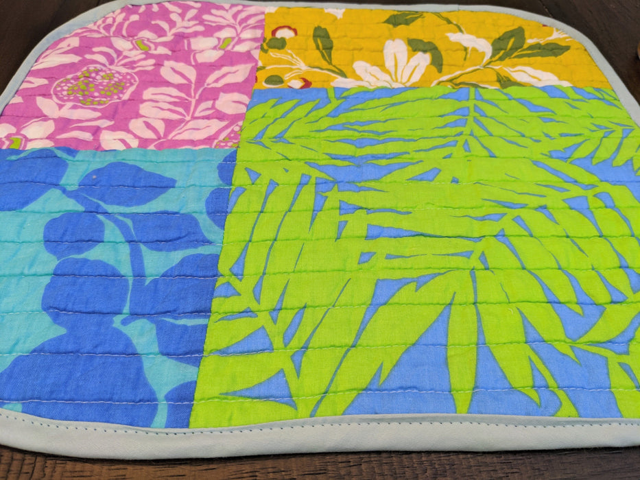 DaDa Bedding Set of 6-Pieces Hand-Made Placemats Cotton Bohemian Tropical Sunrise Rainbow Garden Patchwork Floral Table Mats - DaDa Bedding Collection