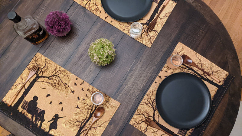 DaDalogy Bedding Set of 4 Pieces Autumn Birds Blessing Tapestry Dining Placemats 13” x 19” (18198) - DaDa Bedding Collection