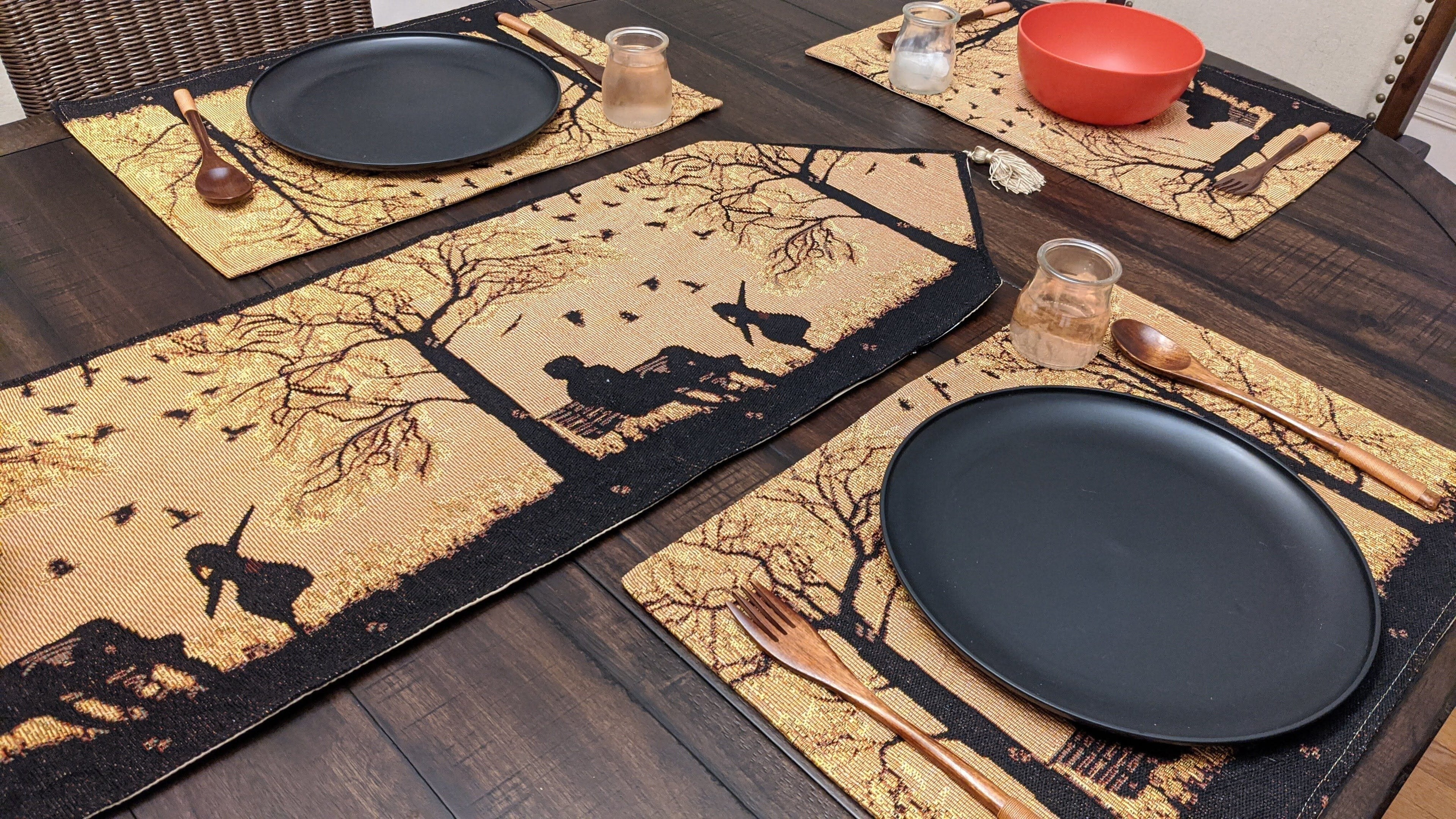 DaDalogy Autumn Birds Family Gathering Woven Tapestry Dining Table Runner (18198) - DaDa Bedding Collection