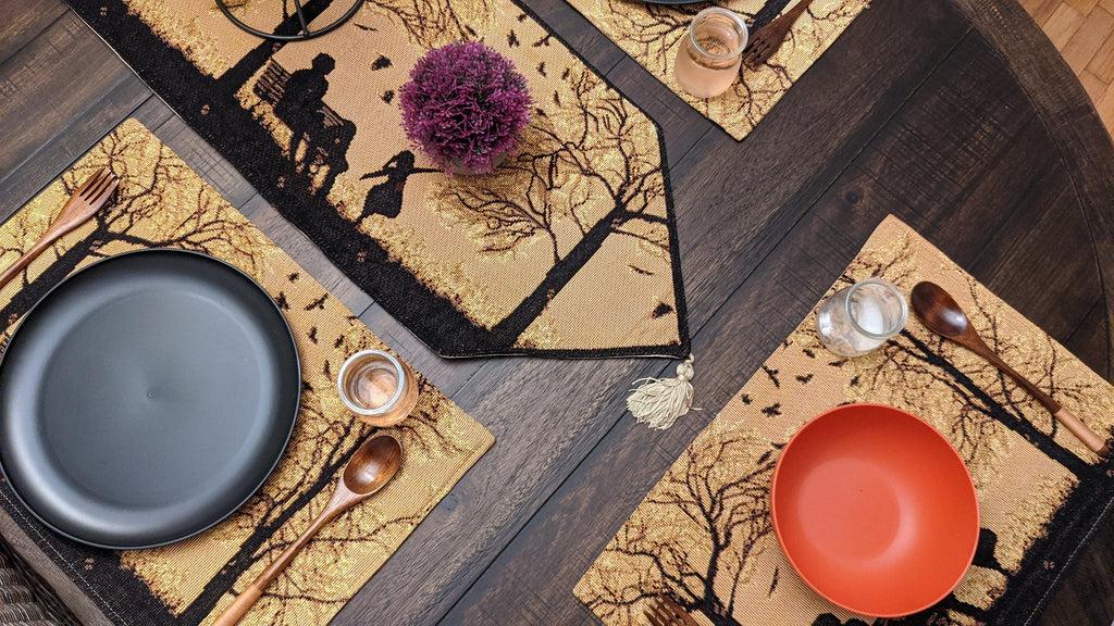 DaDalogy Bedding Set of 4 Pieces Autumn Birds Blessing Tapestry Dining Placemats 13” x 19” (18198) - DaDa Bedding Collection