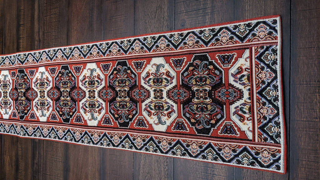 DaDalogy Elegant Majestic Kilim Red Persian Rug Ornate Floral Woven Tapestry Table Runner (18195) - DaDa Bedding Collection
