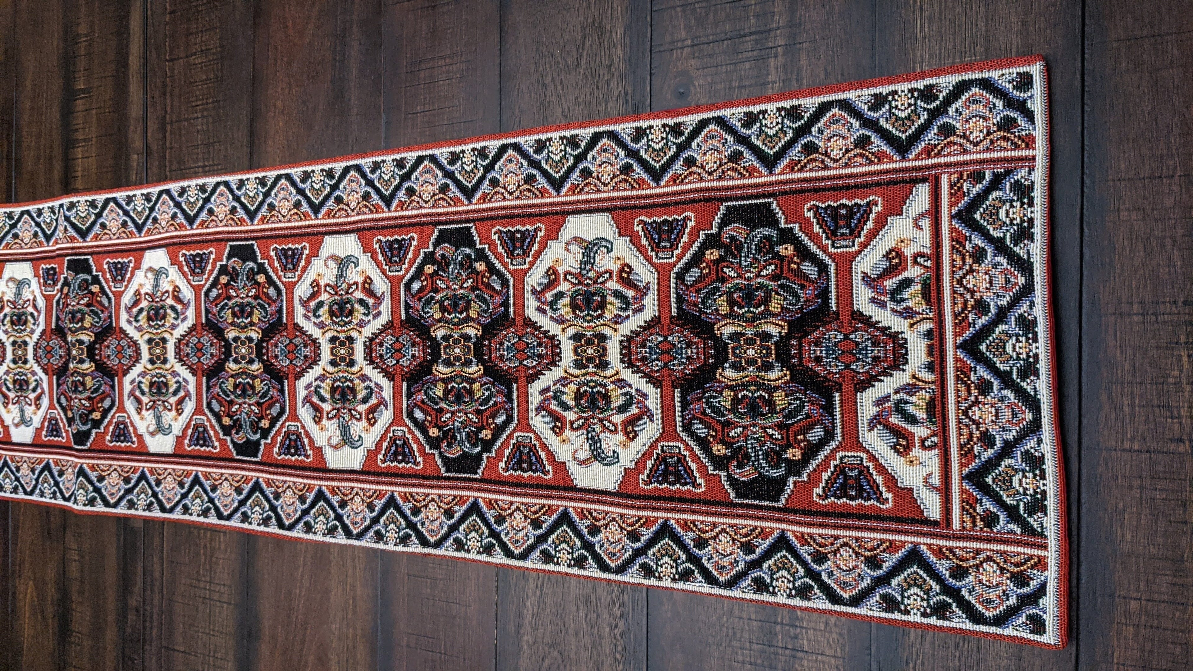 DaDalogy Elegant Majestic Kilim Red Persian Rug Ornate Floral Woven Tapestry Table Runner (18195) - DaDa Bedding Collection