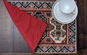 DaDalogy Set of 4-Pieces Majestic Kilim Red Persian Rug Woven Tapestry Placemats 13” x 19” (18195) - DaDa Bedding Collection