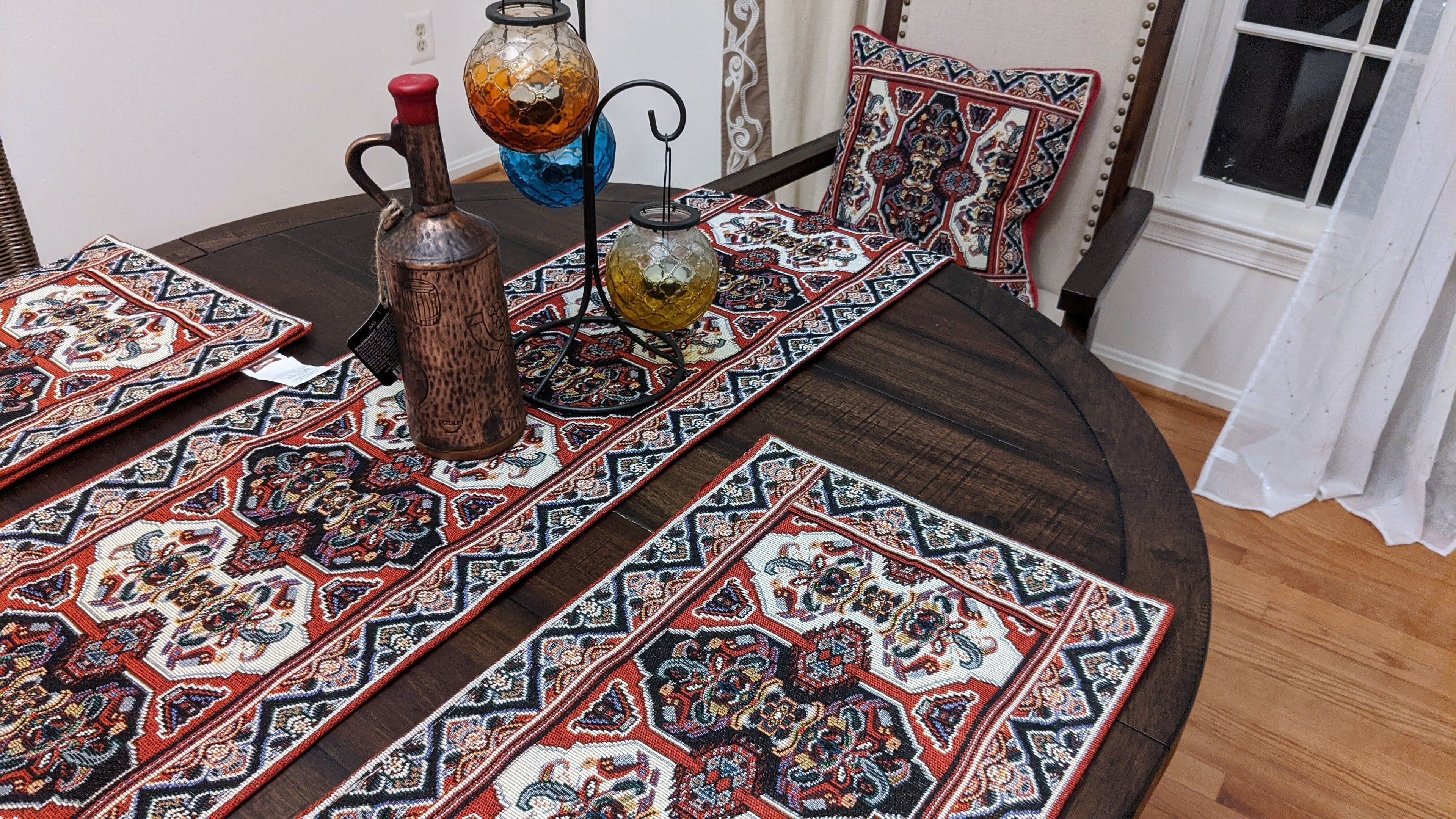 DaDalogy Set of 4-Pieces Majestic Kilim Red Persian Rug Woven Tapestry Placemats 13” x 19” (18195) - DaDa Bedding Collection