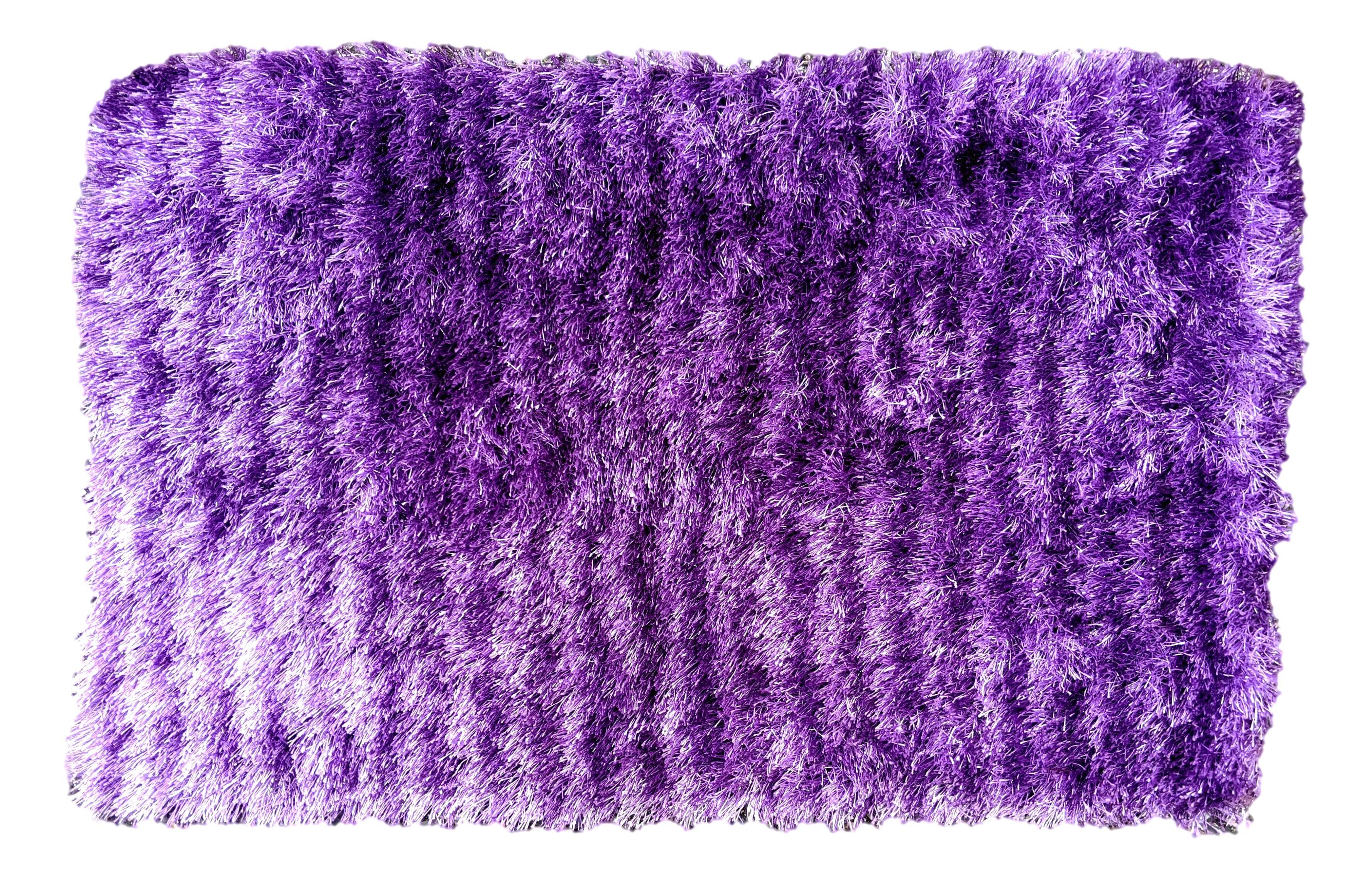 DaDa Bedding Shaggy Soft Door Mat Carpet Rug - 20" x 32" Striped Shiny Purple Lavender - DaDa Bedding Collection
