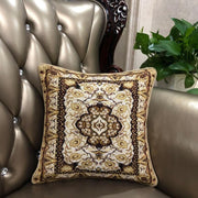 DaDa Bedding Elegant Golden Persian Style Rug Floral Tapestry Throw Pillow Covers 16" x 16" - DaDa Bedding Collection