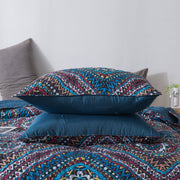 DaDa Bedding Farmhouse Bohemian Native Rustic Navy Blue Geometric Diamond Shapes Bedspread Set (KSX-001) - DaDa Bedding Collection