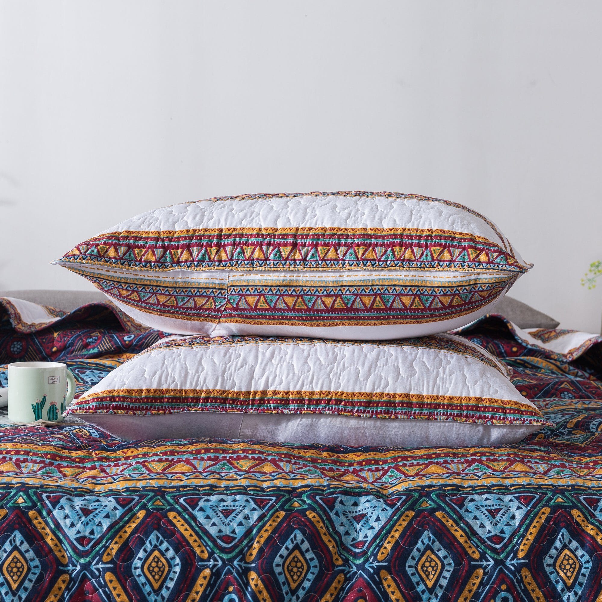 DaDa Bedding Southwestern Aztec Bohemian Desert Tribal Quilted Bedspread Set (KSX-002) - DaDa Bedding Collection