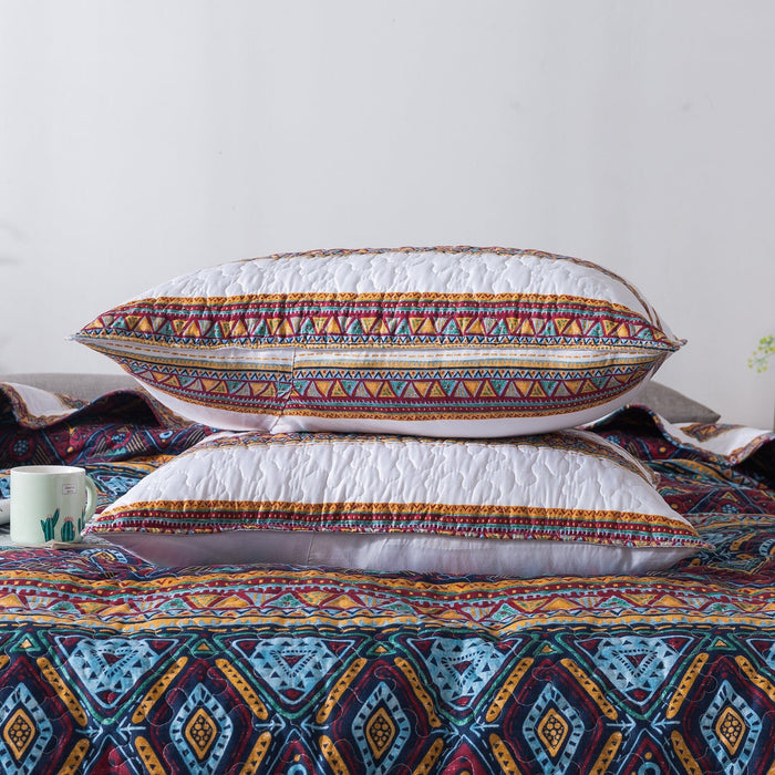 Bedspread - DaDa Bedding Southwestern Aztec Bohemian Desert Tribal Quilted Bedspread Set (KSX-002) - DaDa Bedding Collection