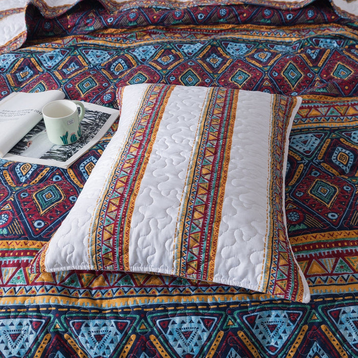 Bedspread - DaDa Bedding Southwestern Aztec Bohemian Desert Tribal Quilted Bedspread Set (KSX-002) - DaDa Bedding Collection