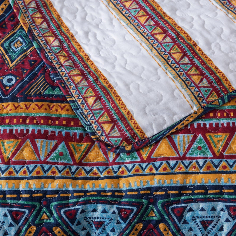 DaDa Bedding Southwestern Aztec Bohemian Desert Tribal Quilted Bedspread Set (KSX-002) - DaDa Bedding Collection