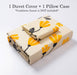 DaDa Bedding Yellow Fleur Floral Golden Orange Ivory Duvet Cover Set w/ Pillow Cases (18112) - DaDa Bedding Collection