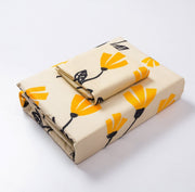 DaDa Bedding Yellow Fleur Floral Golden Orange Ivory Duvet Cover Set w/ Pillow Cases (18112) - DaDa Bedding Collection