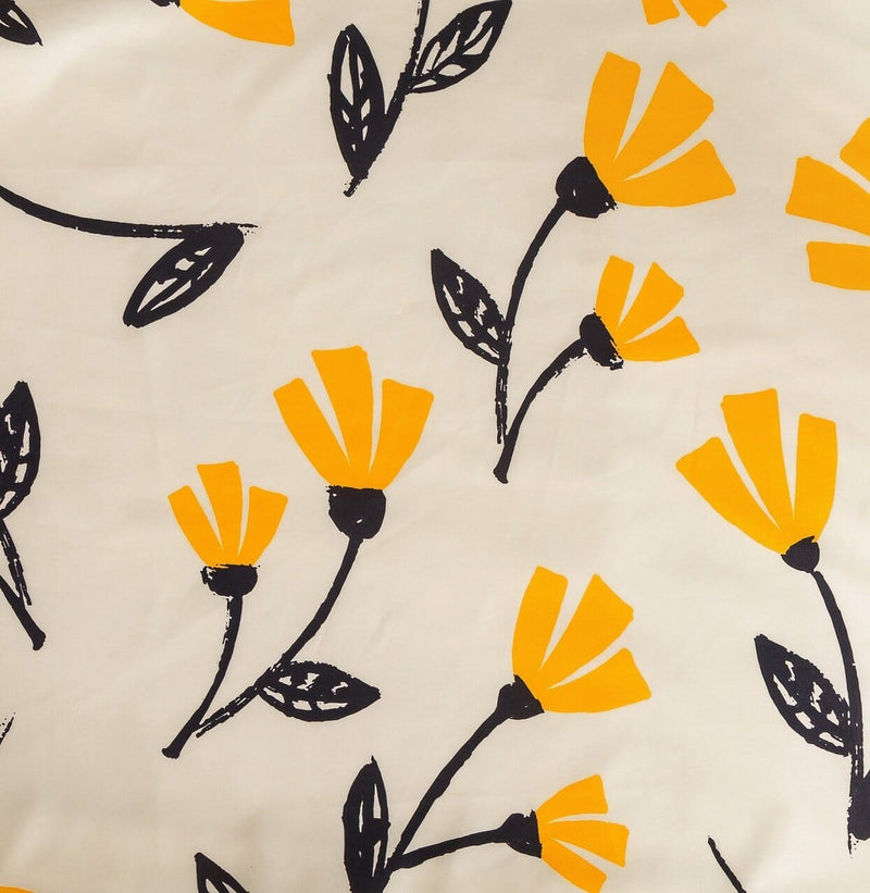 DaDa Bedding Yellow Fleur Floral Golden Orange Ivory Duvet Cover Set w/ Pillow Cases (18112) - DaDa Bedding Collection