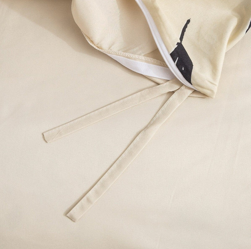 DaDa Bedding Yellow Fleur Golden Orange Botanical Ivory Duvet Cover & Fitted Flat Bed Sheets Set w/ Pillow Cases Window Valances (18112) - DaDa Bedding Collection