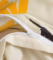 DaDa Bedding Yellow Fleur Golden Orange Botanical Ivory Duvet Cover & Fitted Flat Bed Sheets Set w/ Pillow Cases Window Valances (18112) - DaDa Bedding Collection