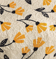 DaDa Bedding Yellow Fleur Floral Golden Orange Ivory Cream Scalloped Bedspread Set (18112) - DaDa Bedding Collection