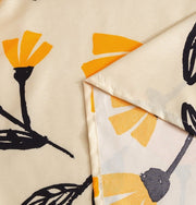 DaDa Bedding Yellow Fleur Golden Orange Botanical Ivory Duvet Cover & Fitted Flat Bed Sheets Set w/ Pillow Cases Window Valances (18112) - DaDa Bedding Collection