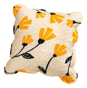 DaDa Bedding Set of 2-Pieces Yellow Fleur Floral Golden Orange Ivory Cream Scalloped Throw Pillow Covers, 18" x 18" (18112) - DaDa Bedding Collection