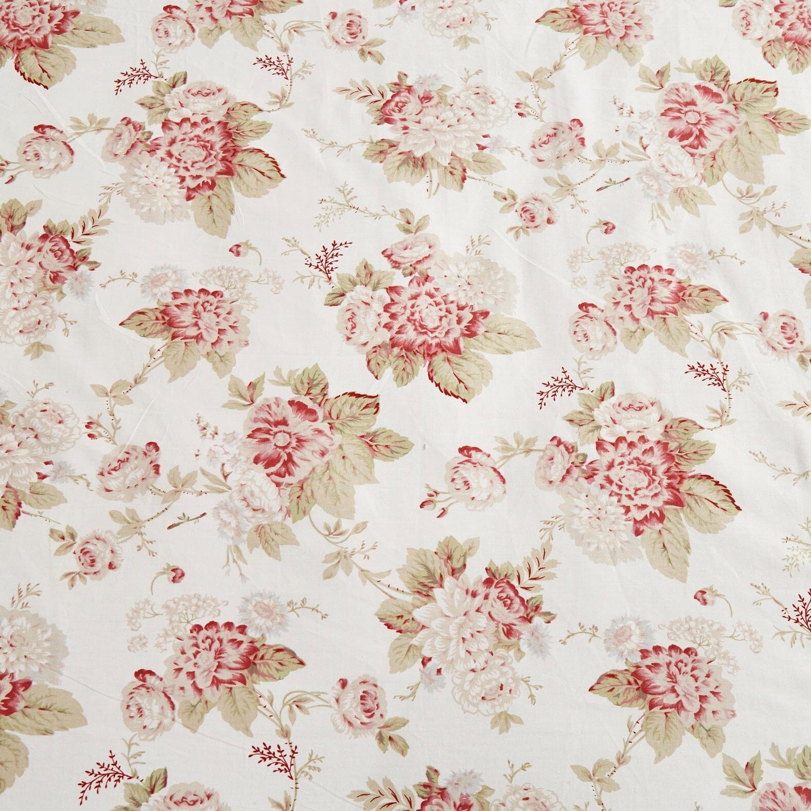 DaDa Bedding Hint of Mint Dainty Cottage Floral Roses Cotton Fitted Sheet w/ Pillow Case (3036) - DaDa Bedding Collection