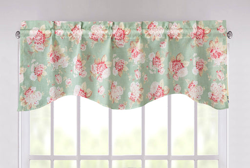 DaDa Bedding Hint of Mint Floral Pastel Roses Cottage Window Curtain Valance - 18" x 52" (JHW-3036) - DaDa Bedding Collection