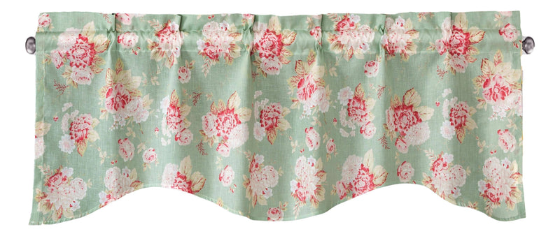 DaDa Bedding Hint of Mint Floral Pastel Roses Cottage Window Curtain Valance - 18" x 52" (JHW-3036) - DaDa Bedding Collection