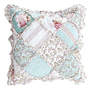 DaDa Bedding Set of 2-Pieces Hint of Mint Floral Patchwork Throw Pillow Covers, 18" x 18" (JHW3036) - DaDa Bedding Collection