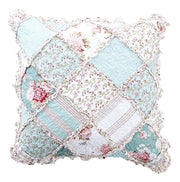 DaDa Bedding Patchwork Hint of Mint Floral Cotton Patchwork Euro Pillow Cover, 26" x 26" (JHW3036) - DaDa Bedding Collection