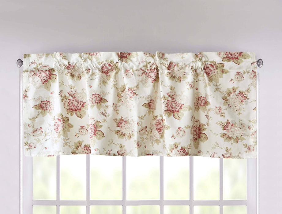 DaDa Bedding Dainty Floral Garden Pastel Roses Cottage Window Curtain Valance - 18" x 52" (3036)