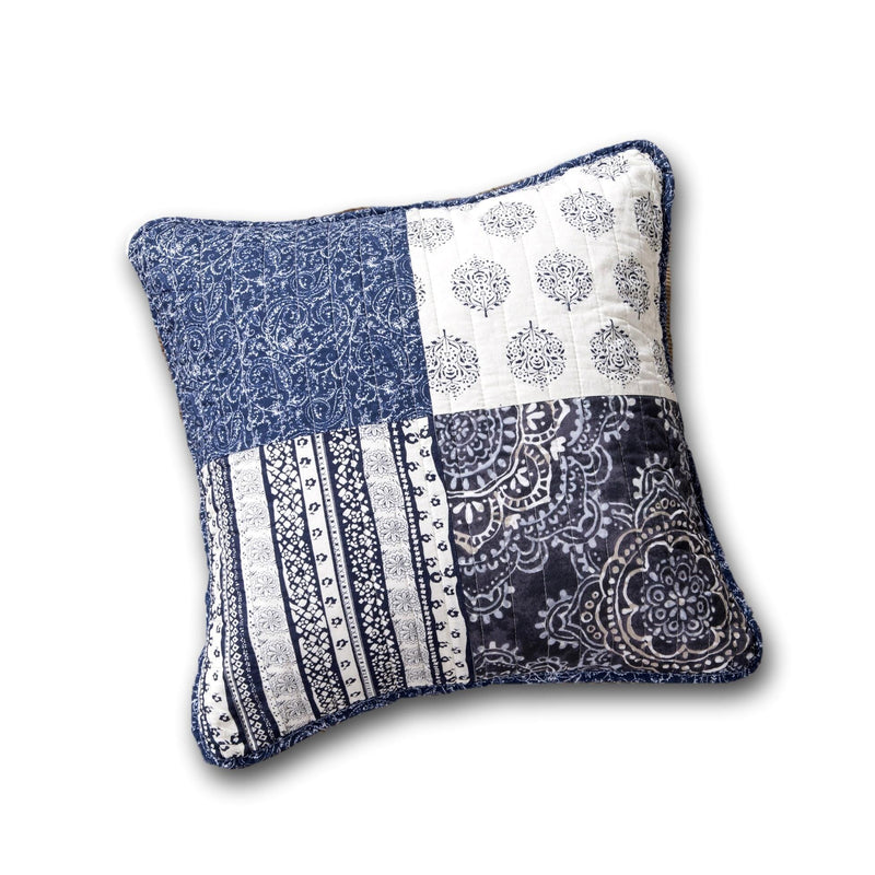 DaDa Bedding Set of 2-Pieces Bohemian Denim Blue Elegance Throw Pillow Covers - 18” x 18" (JHW660) - DaDa Bedding Collection