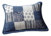 DaDa Bedding Denim Blue Elegance Floral Patchwork Farmhouse Pillow Sham (JHW660) - DaDa Bedding Collection