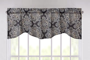 DaDa Bedding Navy Blue Bohemian Elegance Medallions Floral Window Curtain Valance - 18" x 52" (JHW-660) - DaDa Bedding Collection