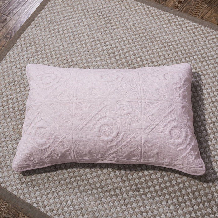 DaDa Bedding Pastel Country Floral Tea Rose Pink Quilted King Size Pillow Sham, 20” x 36” 1-Piece (JHW860)