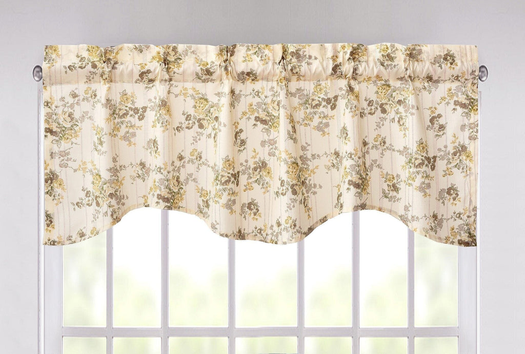 DaDa Bedding Vintage Dainty Yellow Floral Cottage Window Curtain Valance - 18" x 52" (JHW-866) - DaDa Bedding Collection