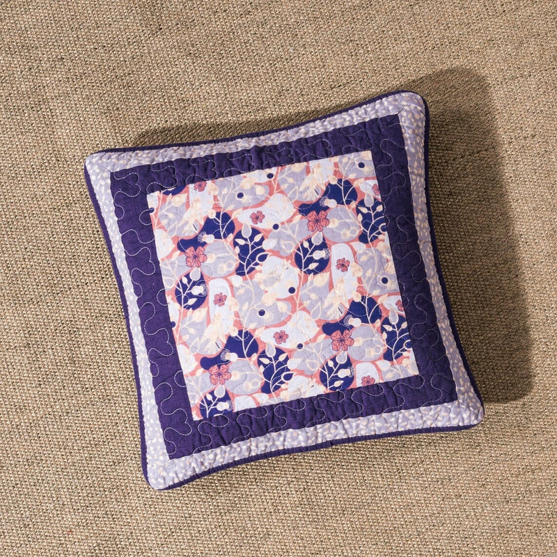 DaDa Bedding Set of 2-Pieces Peachy Blossoms Purple Floral Patchwork Throw Pillow Covers, 18" x 18" - Designed in USA (JHW877) - DaDa Bedding Collection