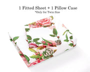 DaDa Bedding Romantic Roses Lovely Spring Pink Floral Fitted Bed Sheet w/ Pillow Cases (JHW879-Fitted) - DaDa Bedding Collection