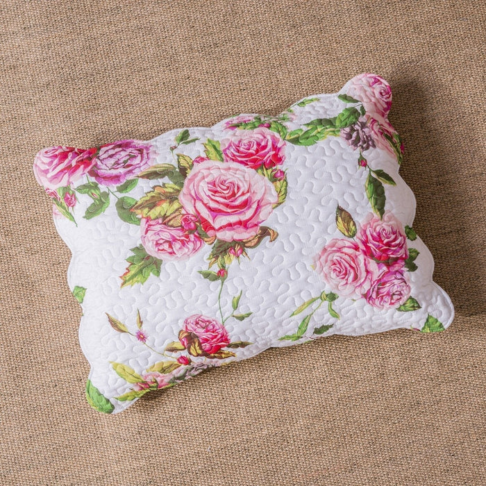 Pink roses floral sham with a matching bed in a bag set