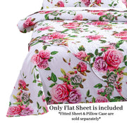 DaDa Bedding Romantic Roses Lovely Spring Pink Floral Garden Fitted & Flat Bed Sheet Set w/ Pillow Cases (JHW879) - DaDa Bedding Collection