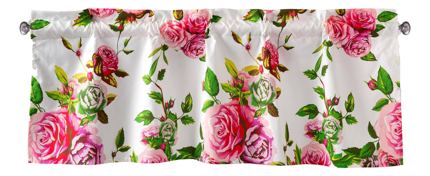 DaDa Bedding Romantic Roses Pink Floral Window Curtain Valance - 18" x 52" (JHW-879)