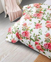 DaDa Bedding Romantic Roses Lovely Spring Pink Floral Duvet Cover Set w/ Pillow Cases (JHW-879) - DaDa Bedding Collection