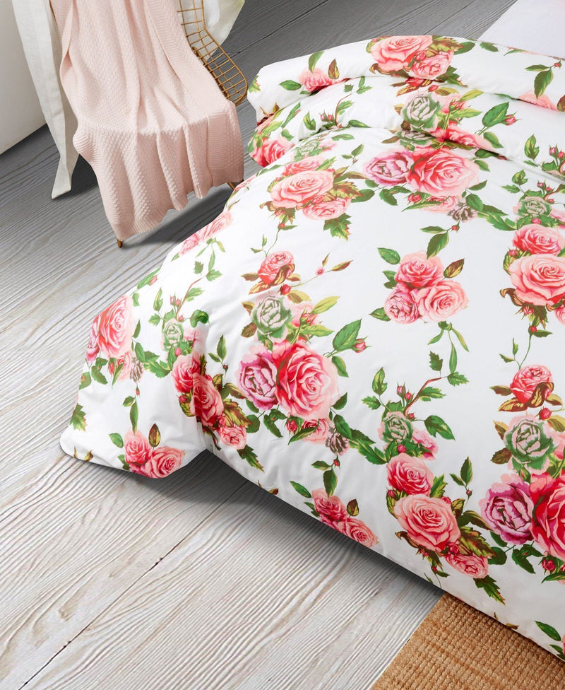 DaDa Bedding Romantic Roses Lovely Spring Pink Floral Duvet Cover Set w/ Pillow Cases (JHW-879) - DaDa Bedding Collection