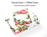DaDa Bedding Romantic Roses Lovely Spring Pink Floral Duvet Cover Set w/ Pillow Cases (JHW-879) - DaDa Bedding Collection