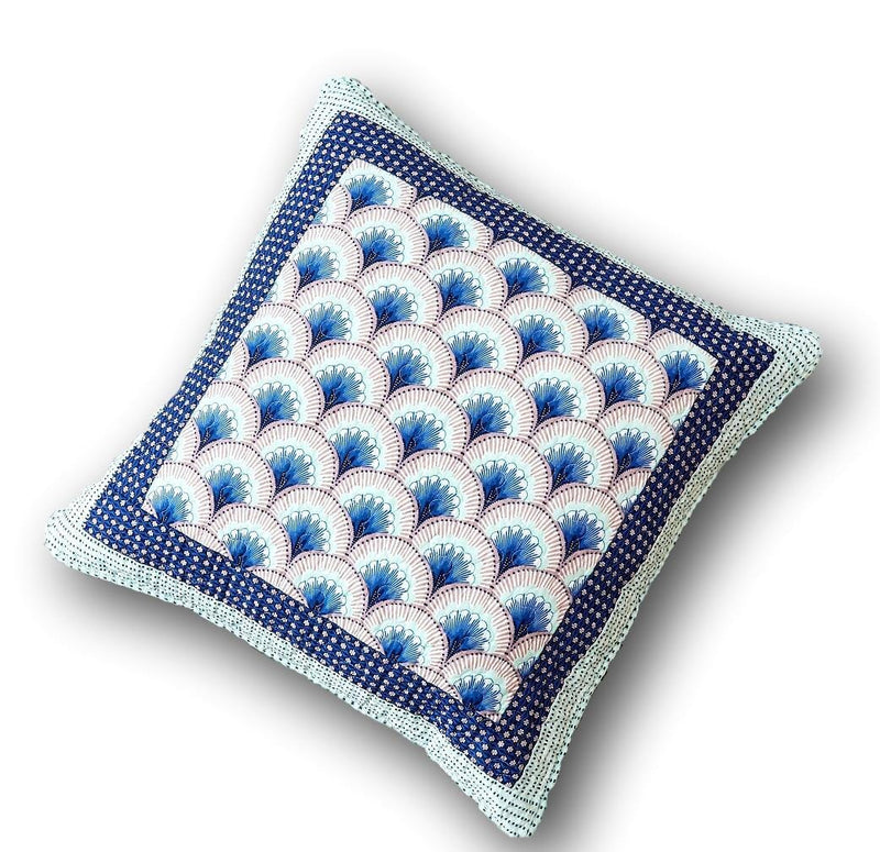 DaDa Bedding Mediterranean Fans Breezy Waves Minty Blue Euro Pillow Sham Cover, 26" x 26" (JHW884) - DaDa Bedding Collection