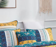 DaDa Bedding Set of 2 Bohemian Patchwork WildFlowers Floral Gardenia Throw Pillow Covers, 18" x 18" (JHW886) - DaDa Bedding Collection