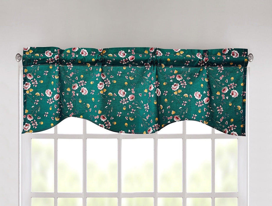 DaDa Bedding Wild Flowers Green Floral Botanical Gardenia Window Curtain Valance - 18" x 52" (JHW-886)