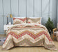 DaDa Bedding Botanical Cranberry Sage Chevron Floral Duvet Cover Set w/ Pillow Cases (JHW-924) - DaDa Bedding Collection