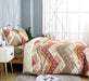 DaDa Bedding Botanical Cranberry Sage Chevron Floral Duvet Cover Set w/ Pillow Cases (JHW-924) - DaDa Bedding Collection