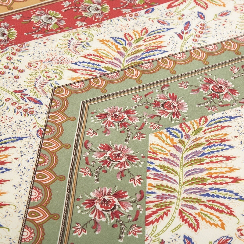 DaDa Bedding Botanical Cranberry Sage Chevron Floral Fitted Bed Sheet w/ Pillow Cases (JHW-924-Fitted) - DaDa Bedding Collection