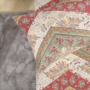 DaDa Bedding Botanical Cranberry Sage Chevron Floral Flat Bed Sheet w/ Pillowcases (JHW-924-Flat) - DaDa Bedding Collection